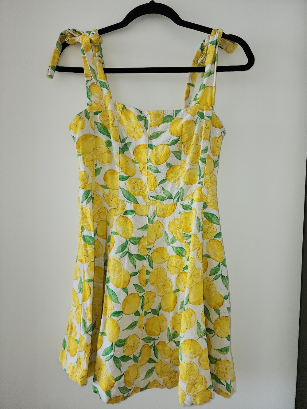 Zara Yellow Lemon Print Sundress with Green Leaf Accents